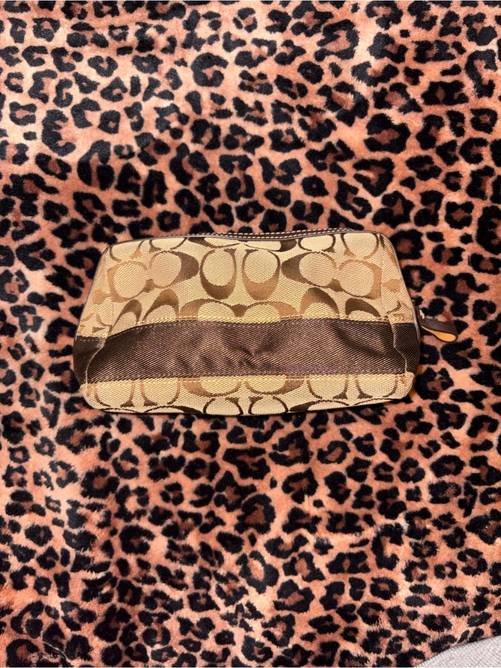 Coach 65th anniversary Signature Canvas Cosmetic Pouch in Brown/Tan - Picture 2 of 6